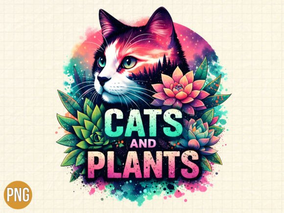 Download Cats and Plants Retro Cat Lover PNG - Cat lover Collection