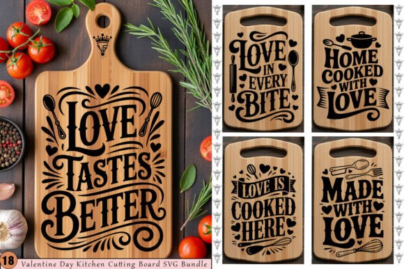 Download Valentine Kitchen Cutting Board SVG Bundle - Cutting Collection