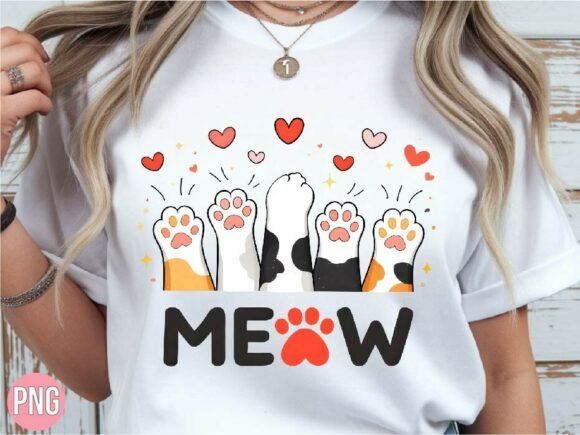 Download Cute Paw Meow Cat Lover Feet PNG T-shirt - Cat lover Collection