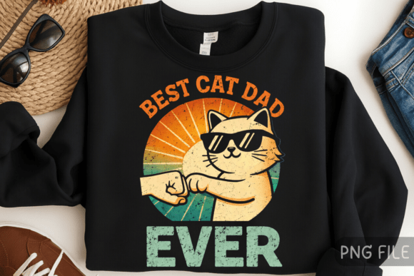 Download Funny Cat Lover Dad PNG Retro Shirt - Cat lover Collection