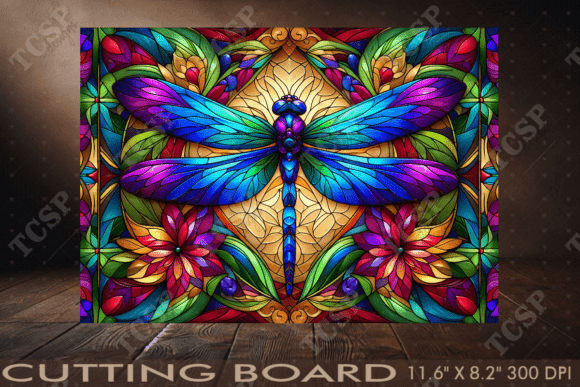 Download Stained Glass Dragonfly Cutting Board - Cutting Collection